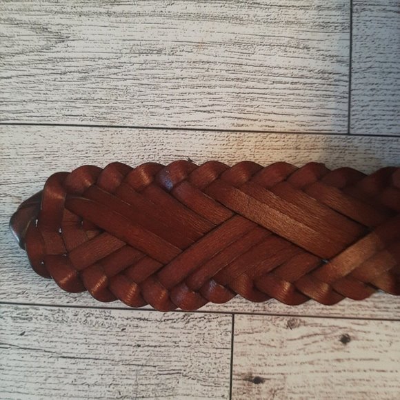 Size Large Woven Leather Belt Brown Braided Boho Western NEW main image 8
